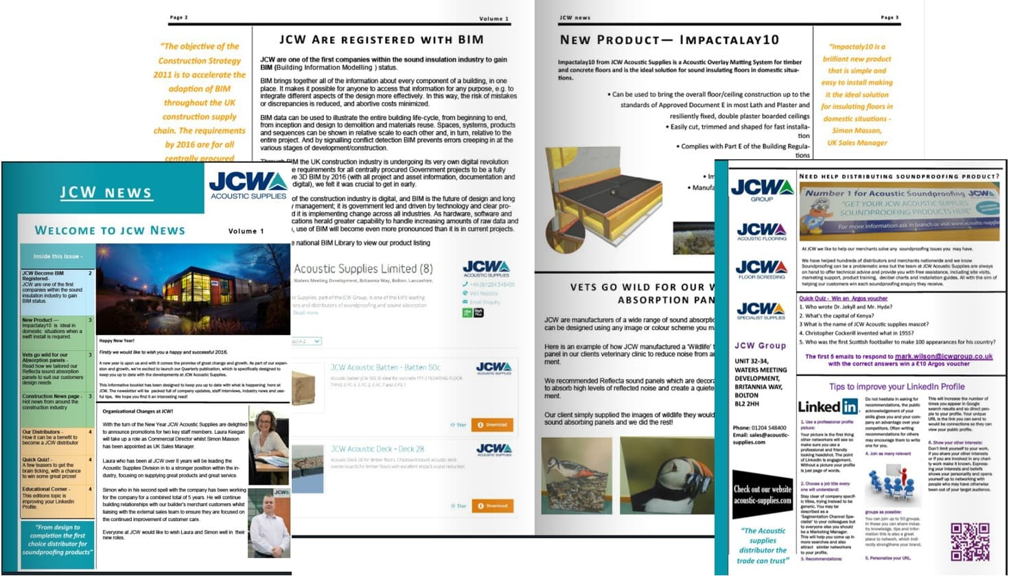 jcw acoustic supplies newsletter