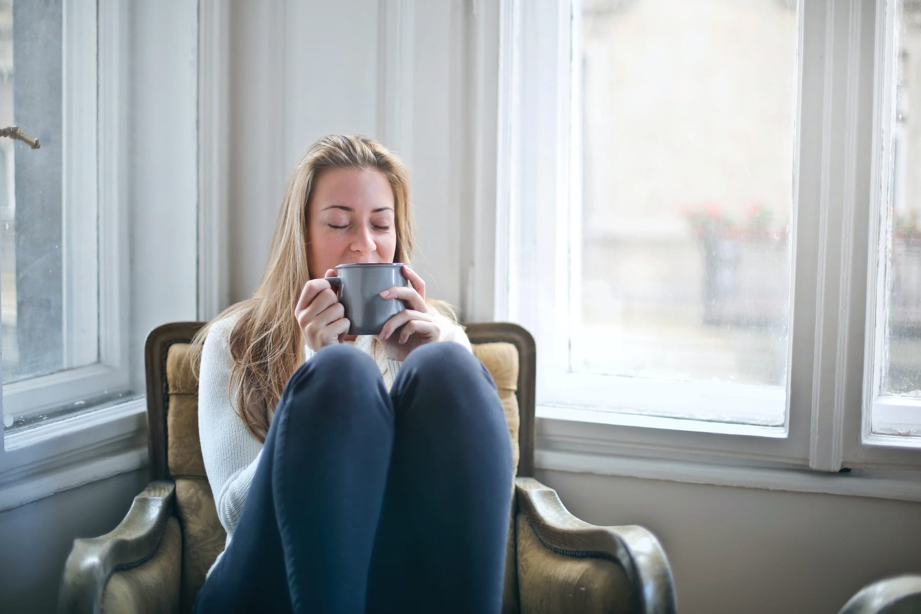 Woman enjoying a peaceful coffee