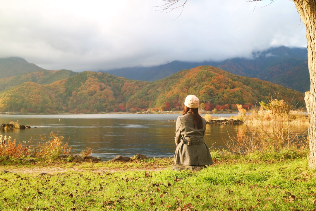 woman sat in a quiet peaceful area