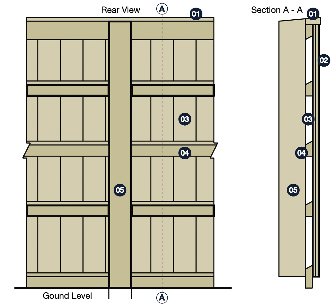 Sound barrier diagram rear view